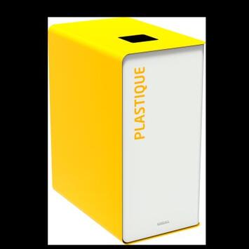 POUBELLE DE TRI CUBATRI 90L DECHETS PLASTIQUE BLANC / JAUNE