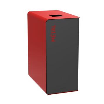 POUBELLE DE TRI CUBATRI 90L DECHETS METAL GRIS MANGANESE / ROUGE