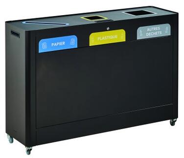 STATION DE TRI TRIMOUV 3X60L GRIS MANGANESE / BLEU / JAUNE / GRIS