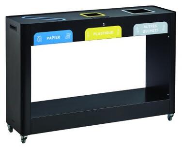 STATION DE TRI VIGIPIRATE TRIMOUV 3X110L GRIS MANGANESE / BLEU / JAUNE / GRIS