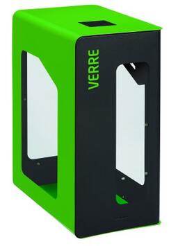 POUBELLE DE TRI VIGIPIRATE CUBATRI 90L DECHETS VERRE GRIS MANGANESE / VERT