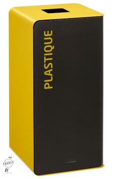 POUBELLE DE TRI CUBATRI 75L DECHETS PLASTIQUE GRIS MANGANESE / JAUNE