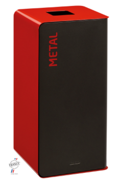 POUBELLE DE TRI CUBATRI 75L DECHETS METAL GRIS MANGANESE / ROUGE