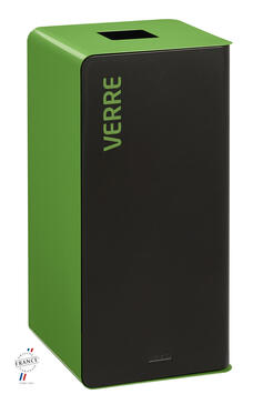 POUBELLE DE TRI CUBATRI 75L DECHETS VERRE GRIS MANGANESE / VERT