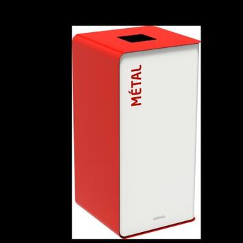 POUBELLE DE TRI CUBATRI 40L DECHETS METAL BLANC / ROUGE