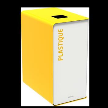 POUBELLE DE TRI CUBATRI 65L DECHETS PLASTIQUE BLANC / JAUNE
