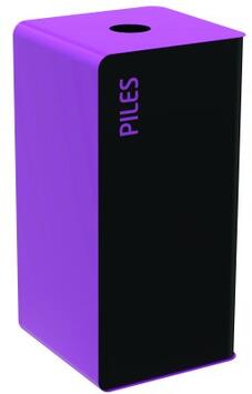POUBELLE DE TRI CUBATRI 40L PILES GRIS MANGANESE / VIOLET