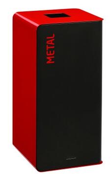 POUBELLE DE TRI CUBATRI 40L DECHETS METAL GRIS MANGANESE / ROUGE