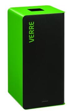 POUBELLE DE TRI CUBATRI 40L DECHETS VERRE GRIS MANGANESE / VERT