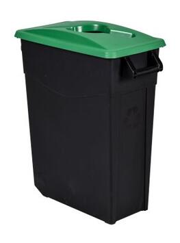 POUBELLE DE TRI MOVATRI 65L AVEC OUVERTURE DANS COUVERCLE NOIR / VERT