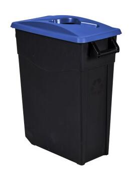 POUBELLE DE TRI MOVATRI 65L AVEC OUVERTURE DANS COUVERCLE NOIR / BLEU
