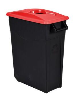 POUBELLE DE TRI MOVATRI 65L AVEC OUVERTURE DANS COUVERCLE NOIR / ROUGE