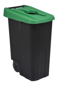 POUBELLE DE TRI MOVATRI 85L AVEC OUVERTURE DANS COUVERCLE NOIR / VERT