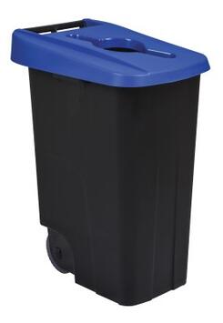 POUBELLE DE TRI MOVATRI 85L AVEC OUVERTURE DANS COUVERCLE NOIR / BLEU