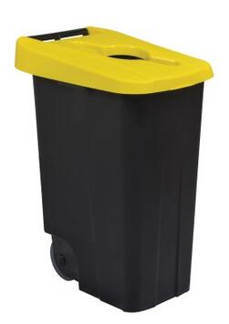 POUBELLE DE TRI MOVATRI 85L AVEC OUVERTURE DANS COUVERCLE NOIR / JAUNE