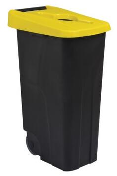 POUBELLE DE TRI MOVATRI 110L AVEC OUVERTURE DANS COUVERCLE NOIR / JAUNE