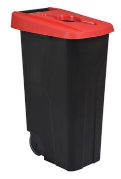 POUBELLE DE TRI MOVATRI 110L AVEC OUVERTURE DANS COUVERCLE NOIR / ROUGE