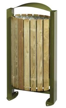 CORBEILLE SUR PIED ARKEA BOIS 60L VERT OLIVE