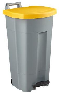 POUBELLE A PEDALE BOOGY 90L 2 ROUES GRIS / JAUNE