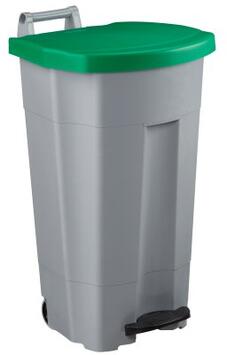 POUBELLE A PEDALE BOOGY 90L 2 ROUES GRIS / VERT