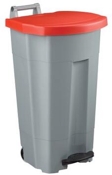 POUBELLE A PEDALE BOOGY 90L 2 ROUES GRIS / ROUGE