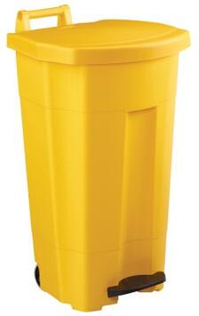 POUBELLE A PEDALE BOOGY 90L 2 ROUES JAUNE / JAUNE
