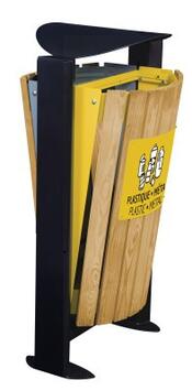 CORBEILLE SUR PIED ARKEA BOIS 2X60L GRIS CIMENT / JAUNE