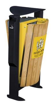 CENDRIER CORBEILLE ARKEA 3L/2X60L BOIS GRIS CIMENT ET JAUNE