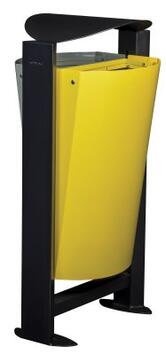 CORBEILLE SUR PIED ARKEA METAL 2X60L GRIS CIMENT / JAUNE