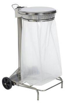 SUPPORT SAC COLLECROULE 110L 2 ROUES A PEDALE INOX