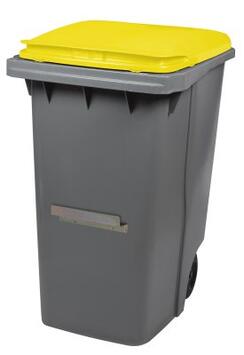 CONTENEUR KOROK 340L 2 ROUES AVEC BARRE VENTRALE GRIS / JAUNE