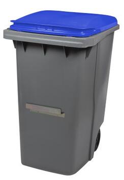 CONTENEUR KOROK 340L 2 ROUES AVEC BARRE VENTRALE GRIS / BLEU