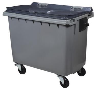 CONTENEUR KOROK 660L 4 ROUES SANS BARRE VENTRALE GRIS / GRIS