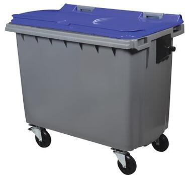 CONTENEUR KOROK 660L 4 ROUES SANS BARRE VENTRALE GRIS / BLEU
