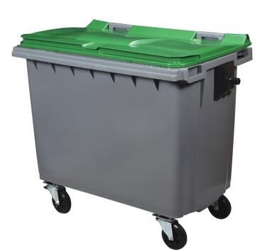 CONTENEUR KOROK 660L 4 ROUES SANS BARRE VENTRALE GRIS / VERT