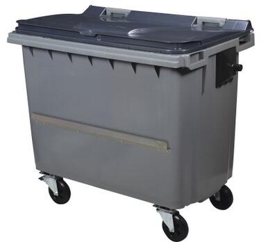 CONTENEUR KOROK 660L 4 ROUES AVEC BARRE VENTRALE GRIS / GRIS