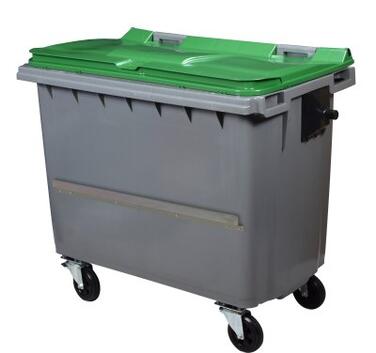 CONTENEUR KOROK 660L 4 ROUES AVEC BARRE VENTRALE GRIS / VERT