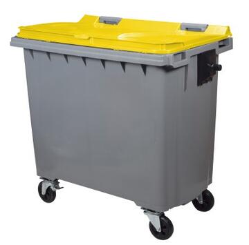 CONTENEUR KOROK 770L 4 ROUES SANS BARRE VENTRALE GRIS / JAUNE