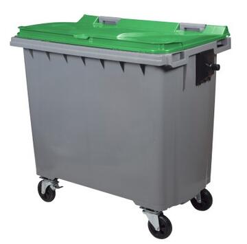 CONTENEUR KOROK 770L 4 ROUES SANS BARRE VENTRALE GRIS / VERT