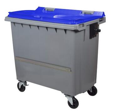 CONTENEUR KOROK 770L 4 ROUES AVEC BARRE VENTRALE GRIS / BLEU