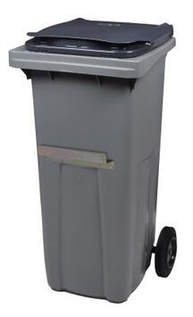 CONTENEUR KOROK 120L 2 ROUES AVEC BARRE VENTRALE GRIS / GRIS