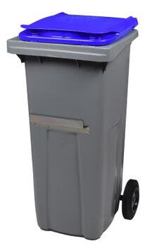 CONTENEUR KOROK 120L 2 ROUES AVEC BARRE VENTRALE GRIS / BLEU