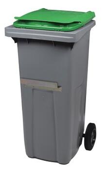 CONTENEUR KOROK 120L 2 ROUES AVEC BARRE VENTRALE GRIS / VERT