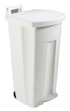 POUBELLE A PEDALE BOOGY 90L 2 ROUES BLANC / BLANC