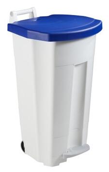POUBELLE A PEDALE BOOGY 90L 2 ROUES BLANC / BLEU