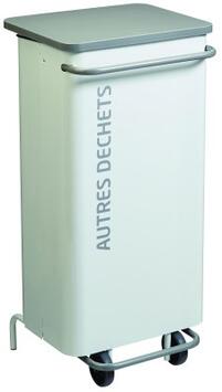 POUBELLE DE TRI A PEDALE NOMADE 110L BLANC / GRIS