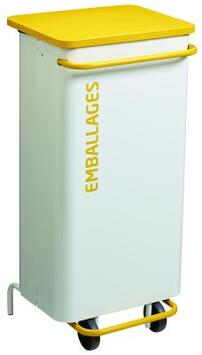POUBELLE DE TRI A PEDALE NOMADE 110L BLANC / JAUNE