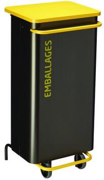 POUBELLE DE TRI A PEDALE NOMADE 110L GRIS MANGANESE / JAUNE