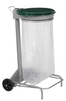 SUPPORT SAC COLLECROULE 110L 2 ROUES A PEDALE GRIS / VERT MOUSSE