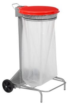 SUPPORT SAC COLLECROULE 110L 2 ROUES A PEDALE GRIS / ROUGE